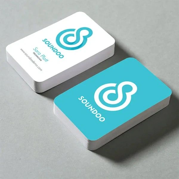 Rounded corner business card printing.